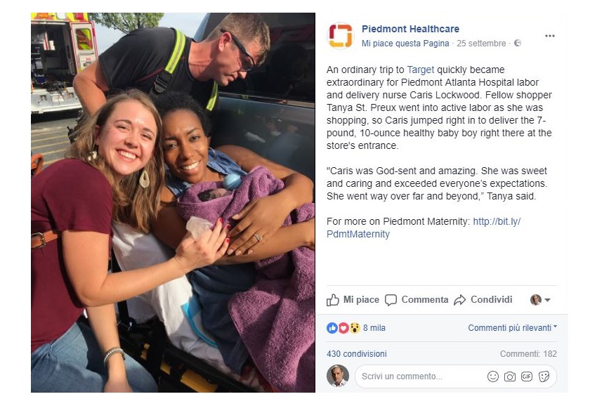 USA, infermiera aiuta donna a partorire in un centro commerciale 1