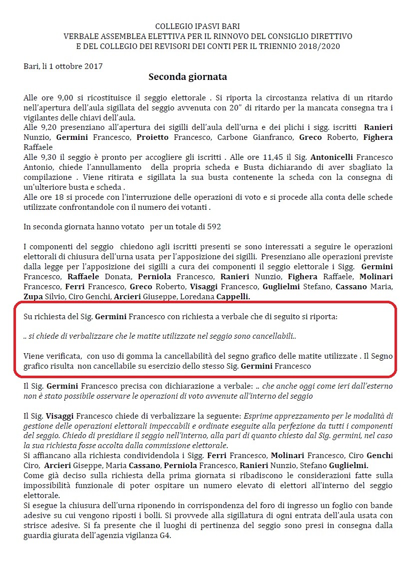 Elezioni Ipasvi Bari: pubblicati i verbali delle tre giornate elettorali