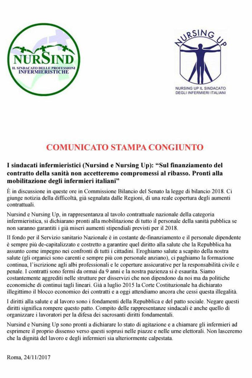 Contratto: Nursind e Nursing Up pronti alla mobilitazione per dire NO al ribasso