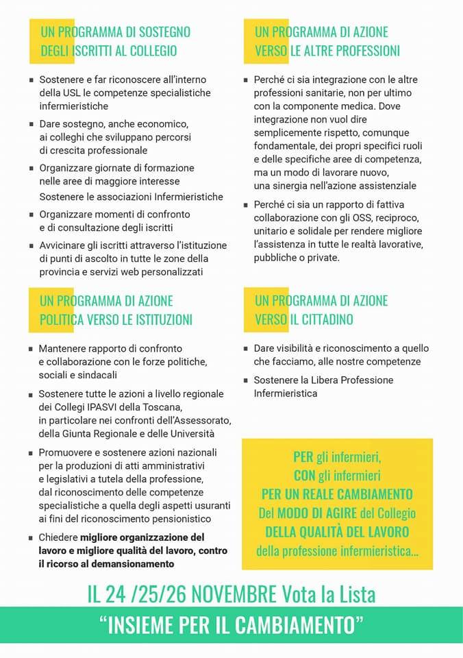 Il collegio Ipasvi di Livorno si rinnova con la lista Lista Insieme per il Cambiamento