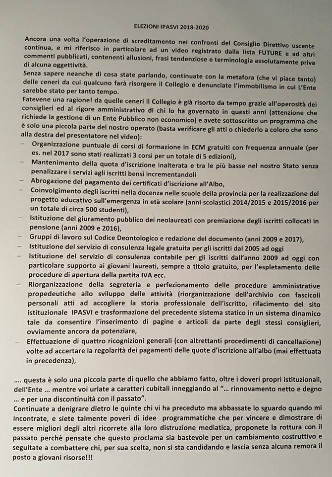 Rinnovo all’Ipasvi Brindisi, lettera aperta della Presidente uscente 1