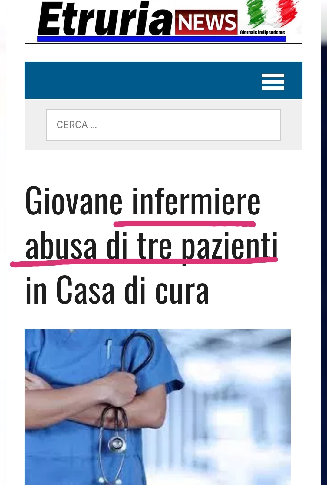 Sbattuto sui giornali come "Infermiere molestatore", in realtà è un OTA 3