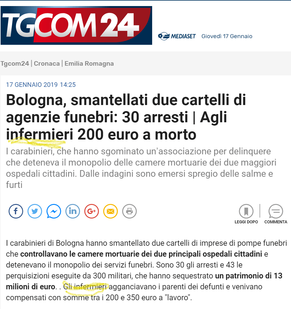 Racket del caro estinto a Bologna, sul libro paga anche infermieri: è davvero così? 1