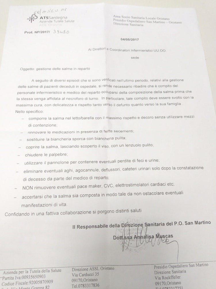 Ad Oristano spuntano le competenze avanzate per infermieri: "chiudere le palpebre" dei defunti