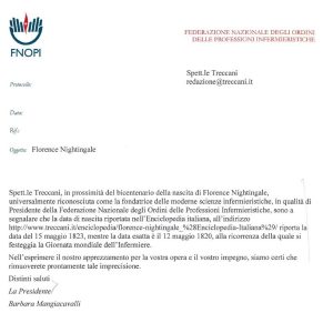 FNOPI:“Siamo riusciti a far correggere la data di nascita della Nightingale alla Treccani” 1