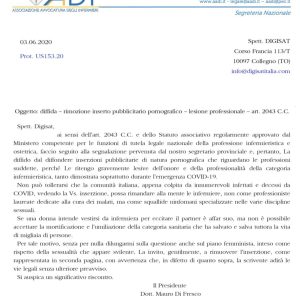 Denominazione “Infermeire” utilizzata nel manifesto di film pornografici: Adi diffida la società Digisat 2